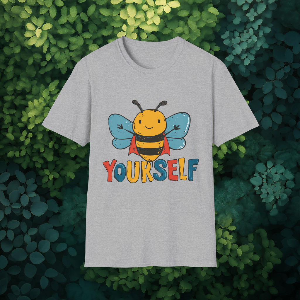 Cartoon Bee Yourself Unisex T-Shirt for Gardeners, Nature Lovers, Yoga Enthusiasts