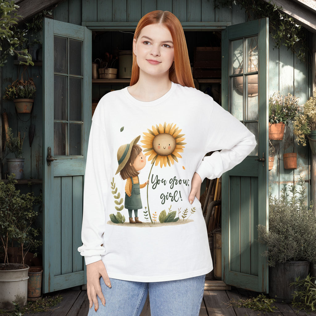 You Grow Girl! Sunflower Girl Long Sleeve Tee