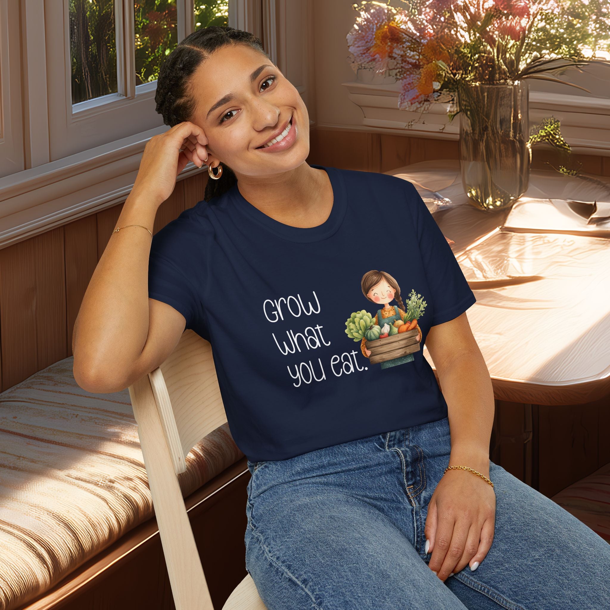 Grow What You Eat, Cartoon Gardener T-Shirt
