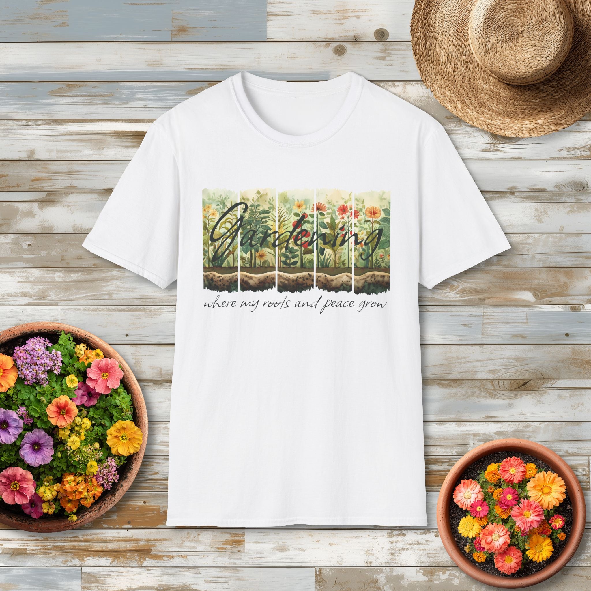 Where My Roots and Peace Grow T-Shirt for Gardeners