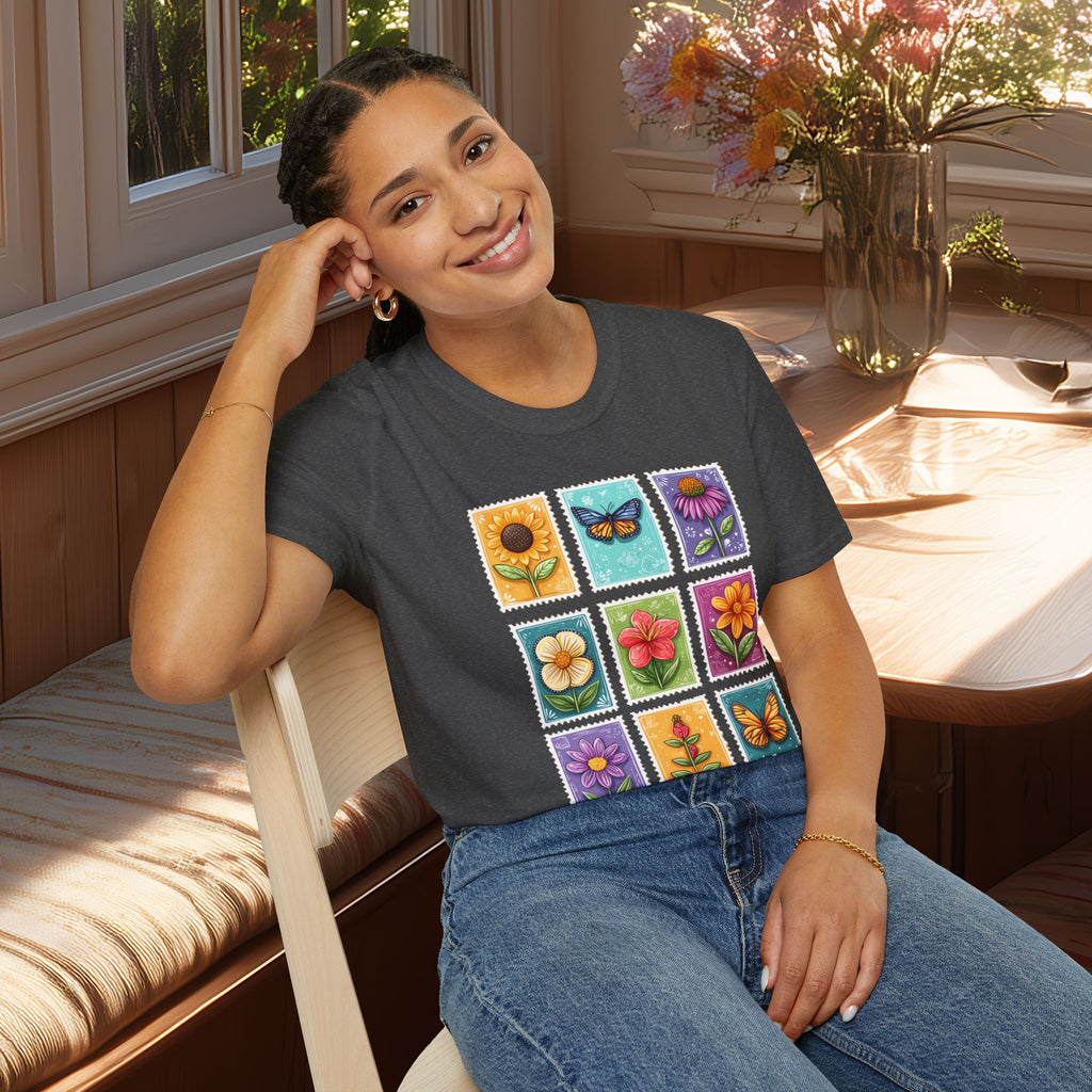 Whimsical 3x3 Floral & Butterfly Stamp Collection T-Shirt