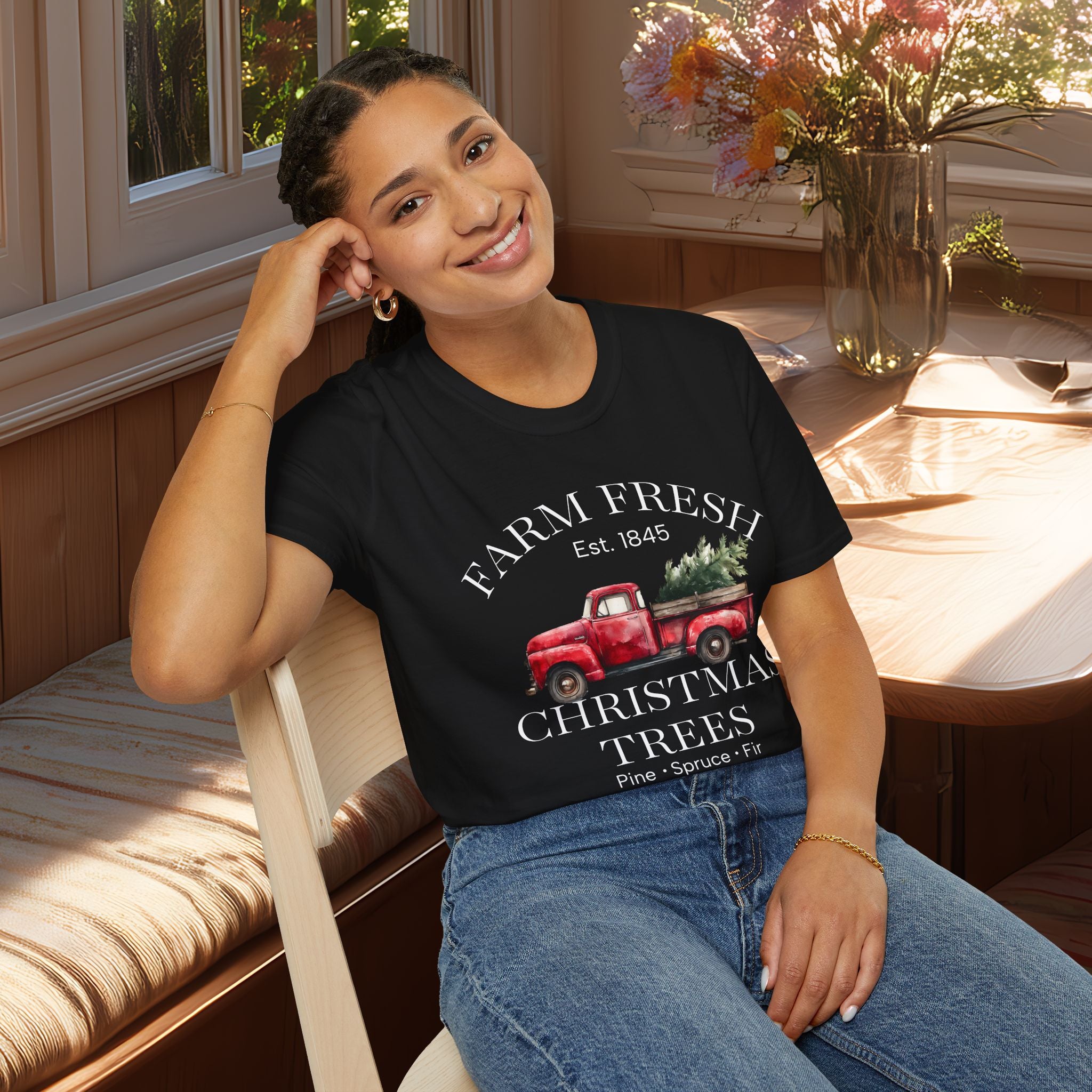 Farm Fresh Christmas Trees Tee with Vintage Farm Style