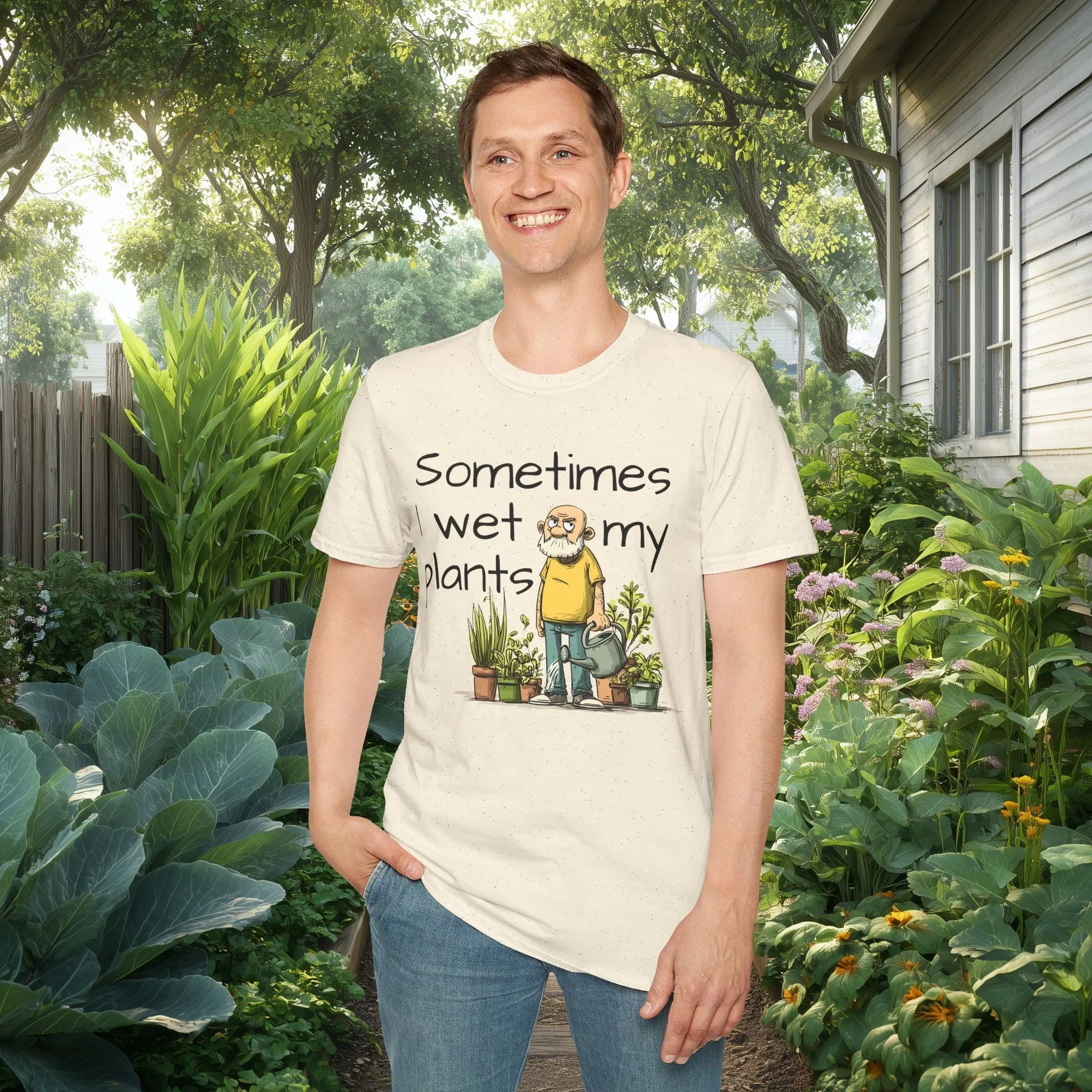 Sometimes I Wet My Plants Funny Gardening T-Shirt – Grumpy Old Man