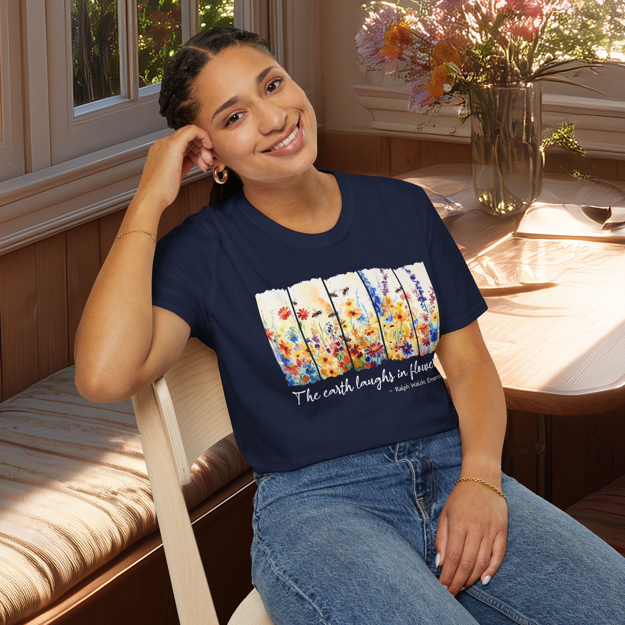 Earth Laughs in Flowers T-Shirt for Nature Lovers