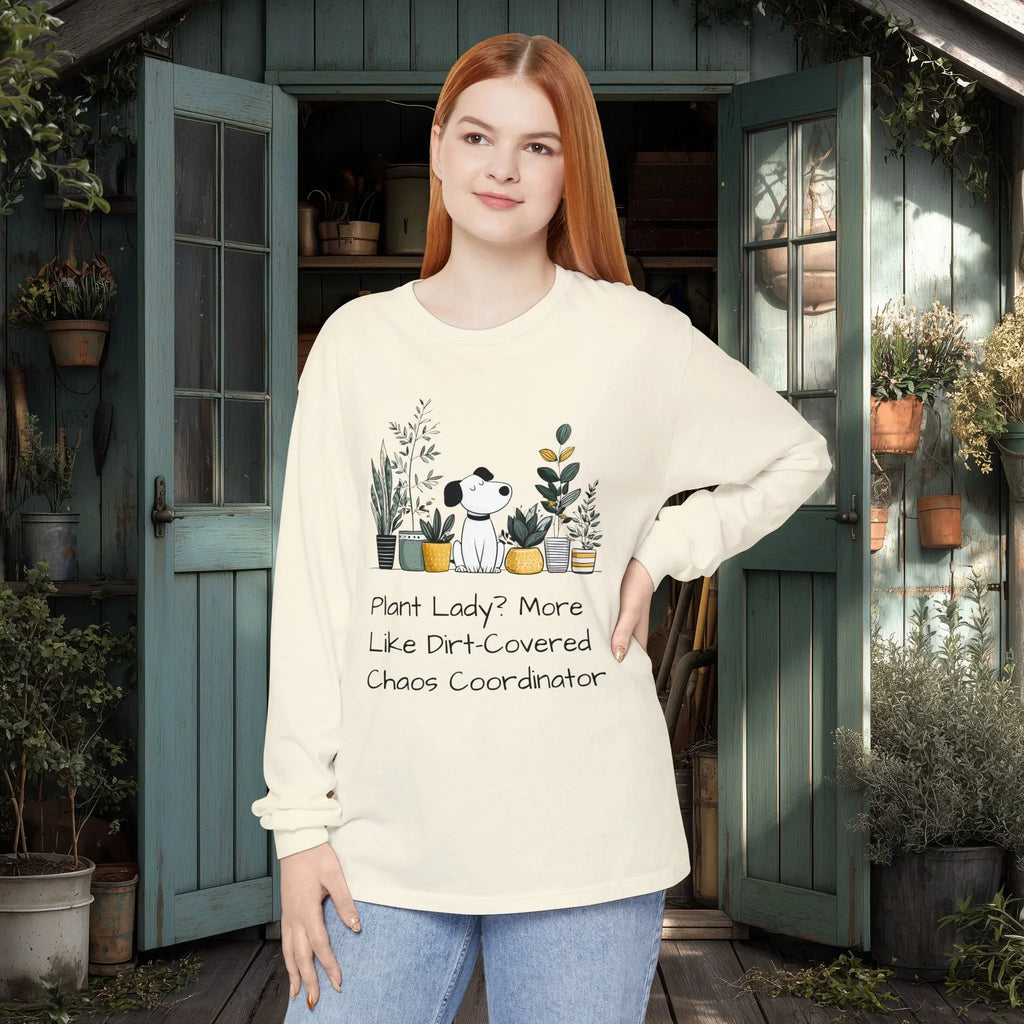 Plant Lady Chaos Coordinator - Dog & Plants Long Sleeve Tee