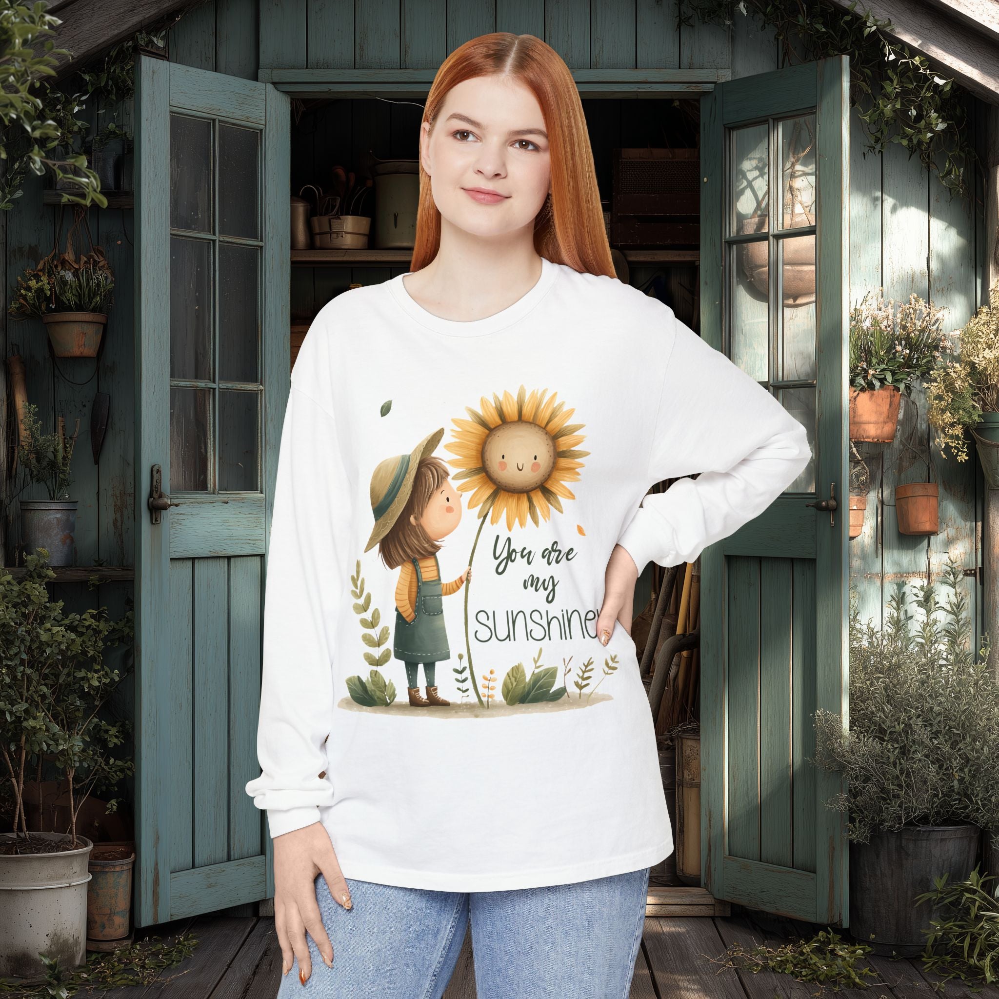 Sunshine Sunflower Girl Long Sleeve Tee