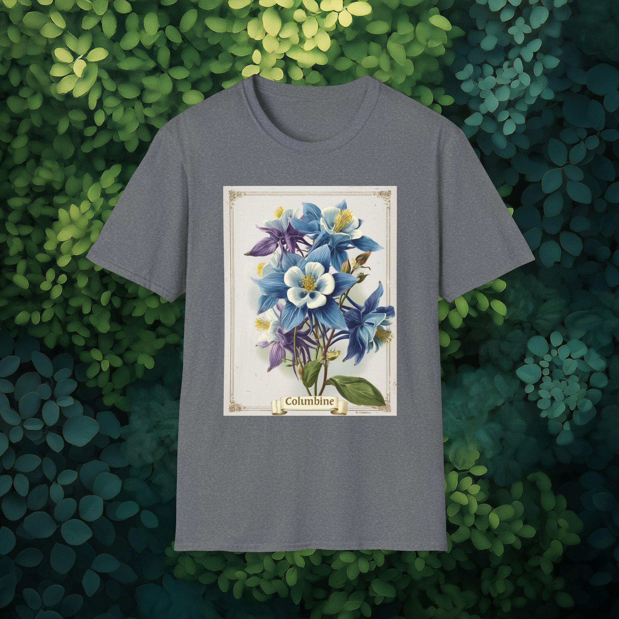 Vintage Columbine Seed Packet Unisex T-Shirt for Gardeners, Nature Lovers, Summer Casual Wear