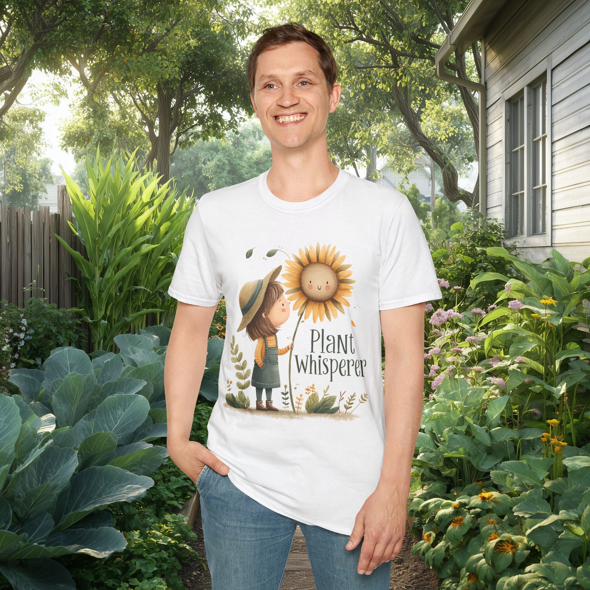 Plant Whisperer Girl and Sunflower T-Shirt