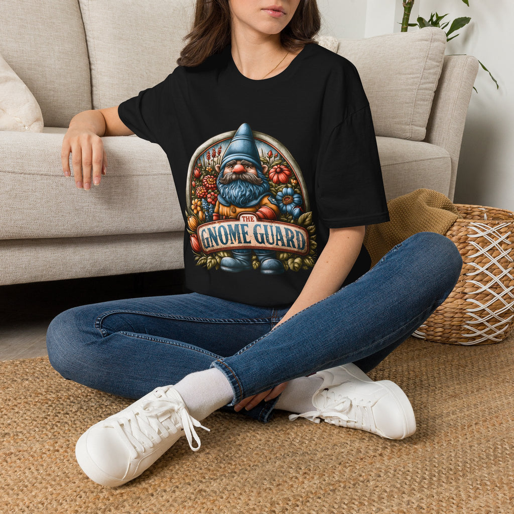 Funny Gnome Guard Garden Emblem T-shirt