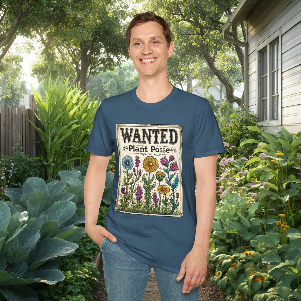 Plant Posse Wanted Poster T-Shirt – Funny Gardening Design