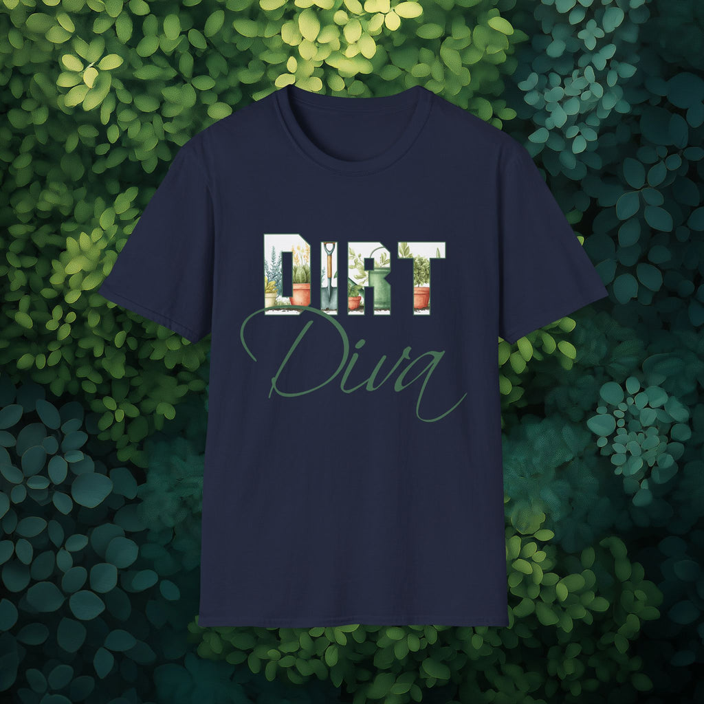 Dirt Diva T-Shirt for Gardeners, Nature Lovers, Summer Casual Wear