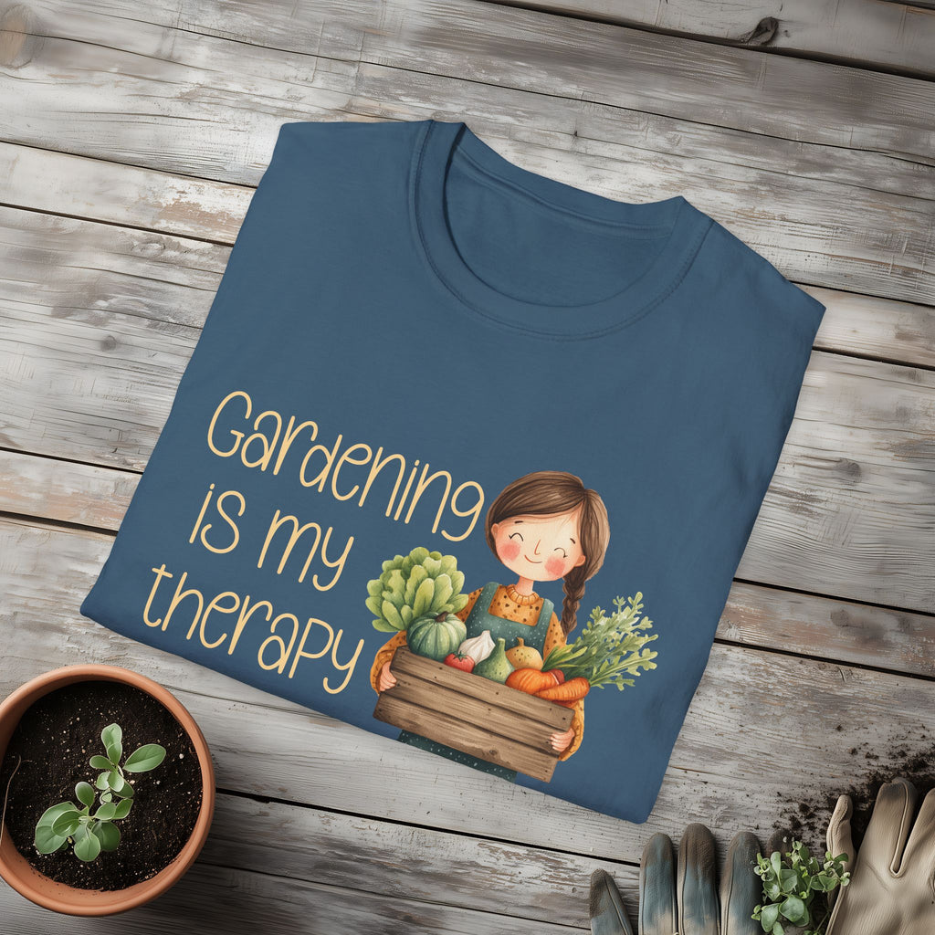 Gardening is My Therapy, Cartoon Gardener T-Shirt