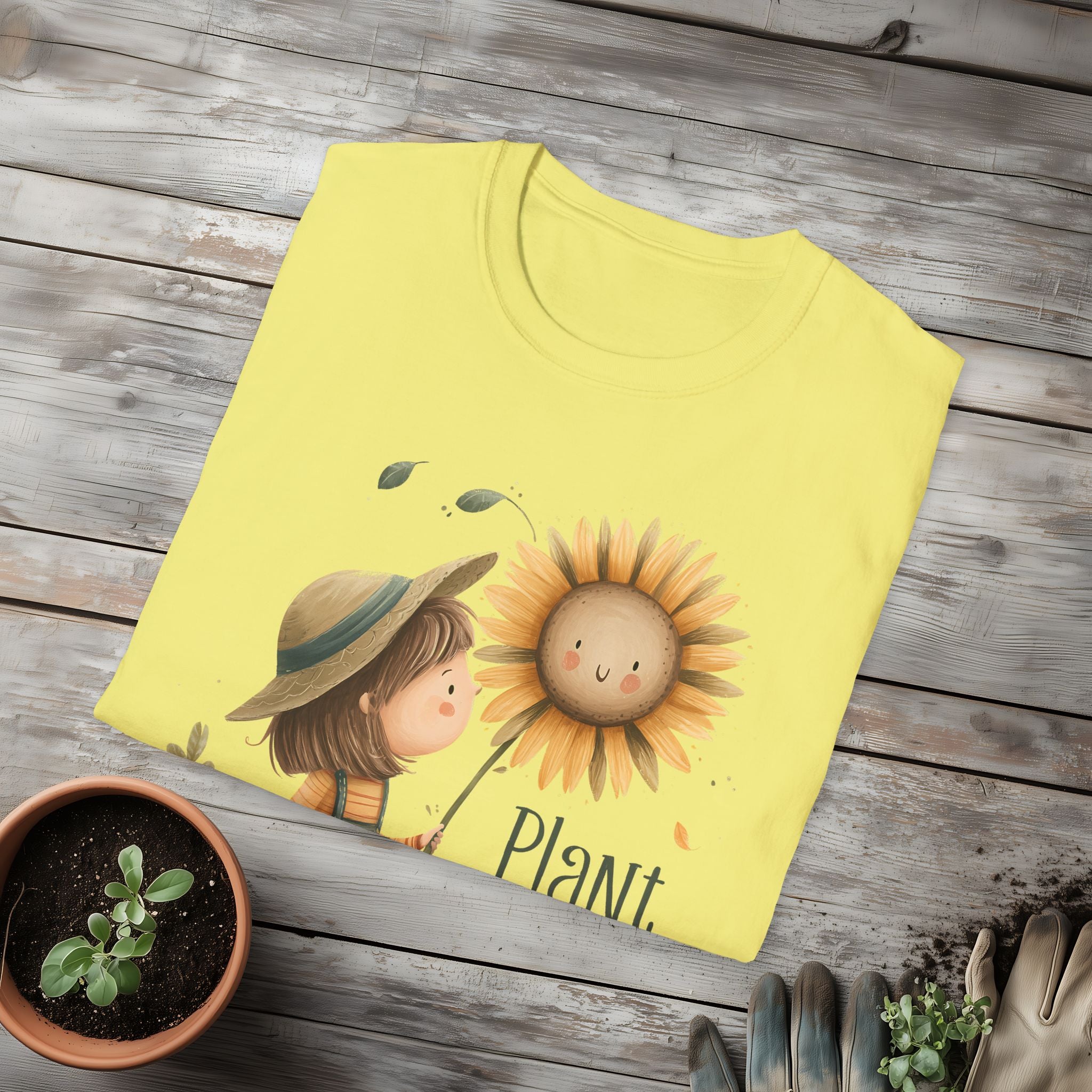 Plant Whisperer Girl and Sunflower T-Shirt