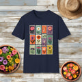 Charming Flower Stamp Collage T-Shirt for Gardeners