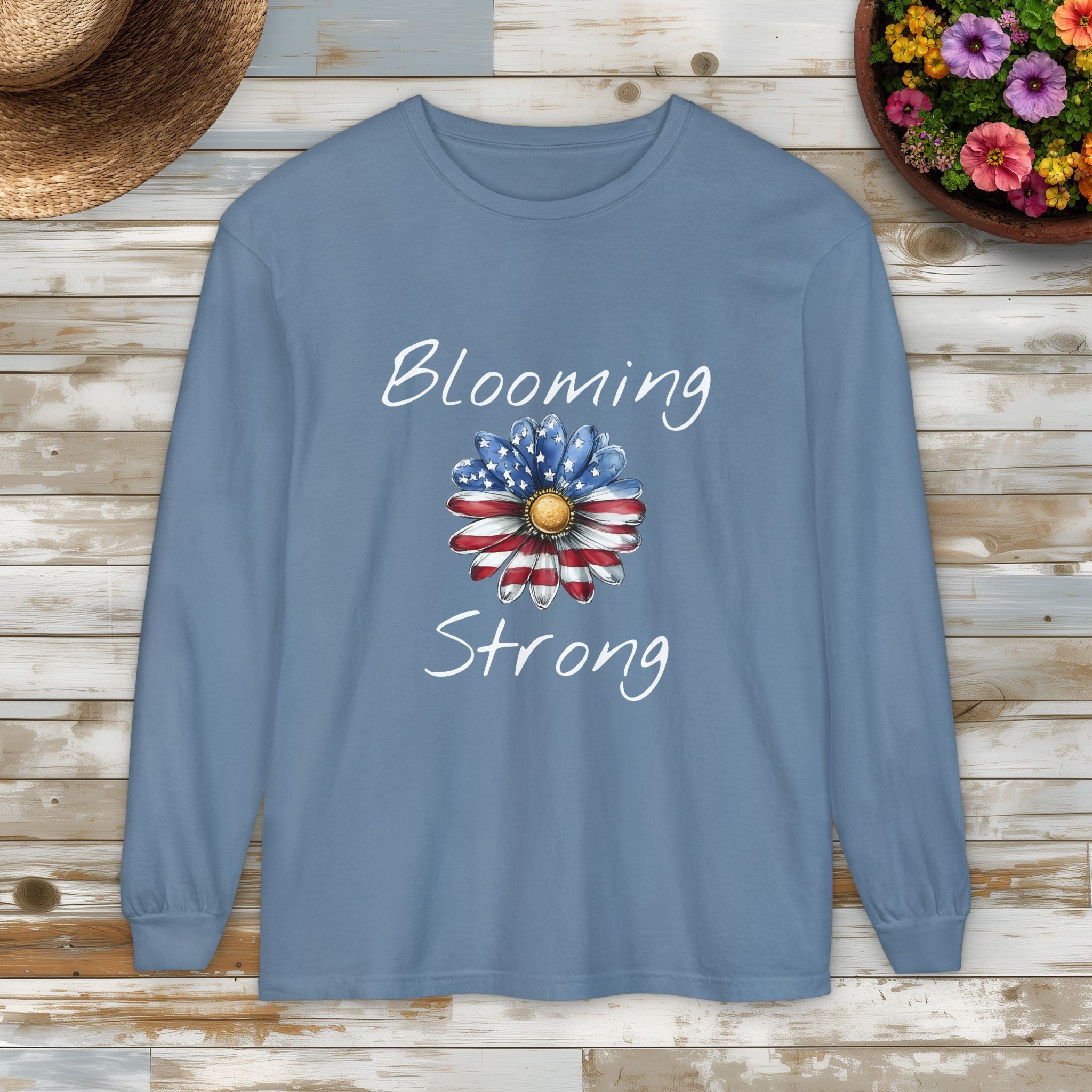 Blooming Strong Patriotic Long Sleeve Tee