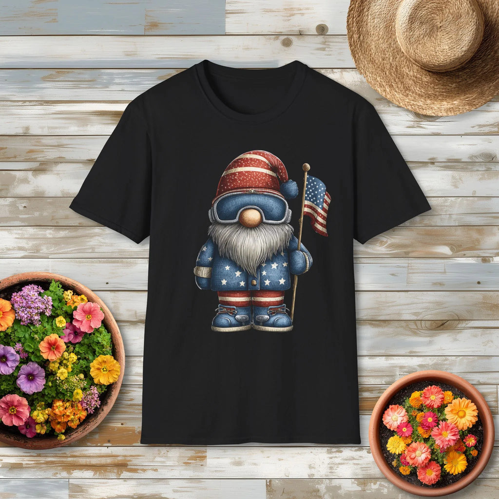 Patriotic Winter Sports Garden Gnome T-Shirt