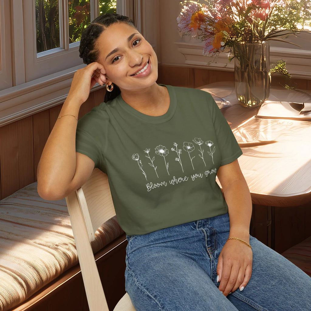 Bloom Where You Grow Motivational T-Shirt