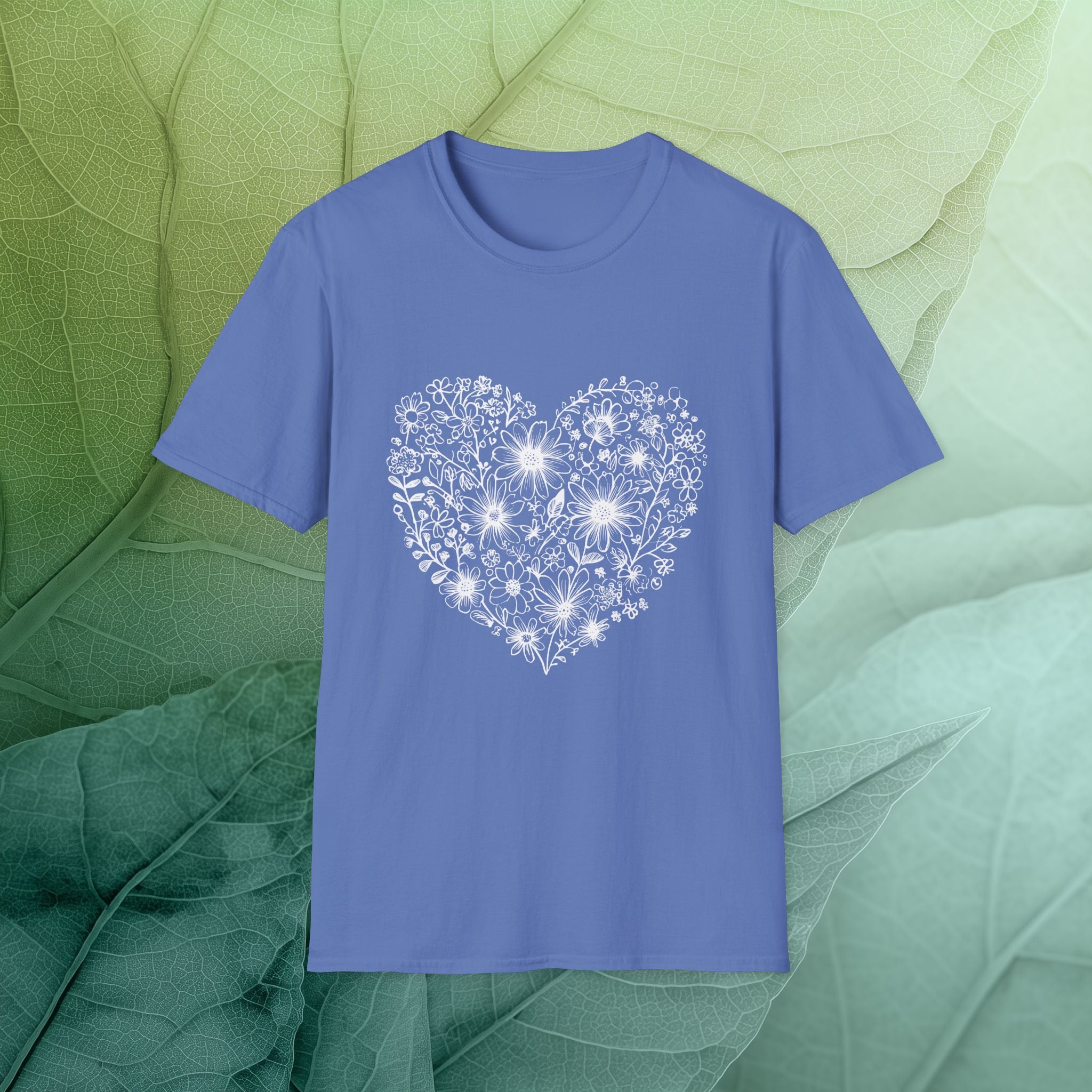 Floral Line Art Heart T-Shirt