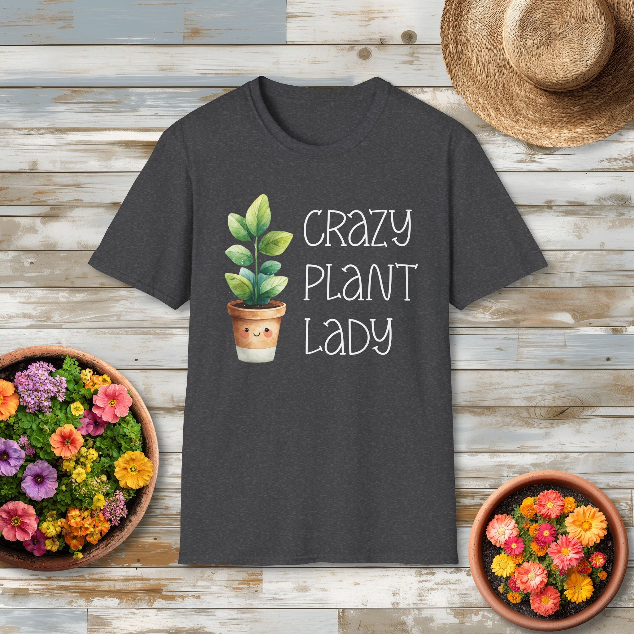 Crazy Plant Lady, Cartoon Houseplant T-Shirt
