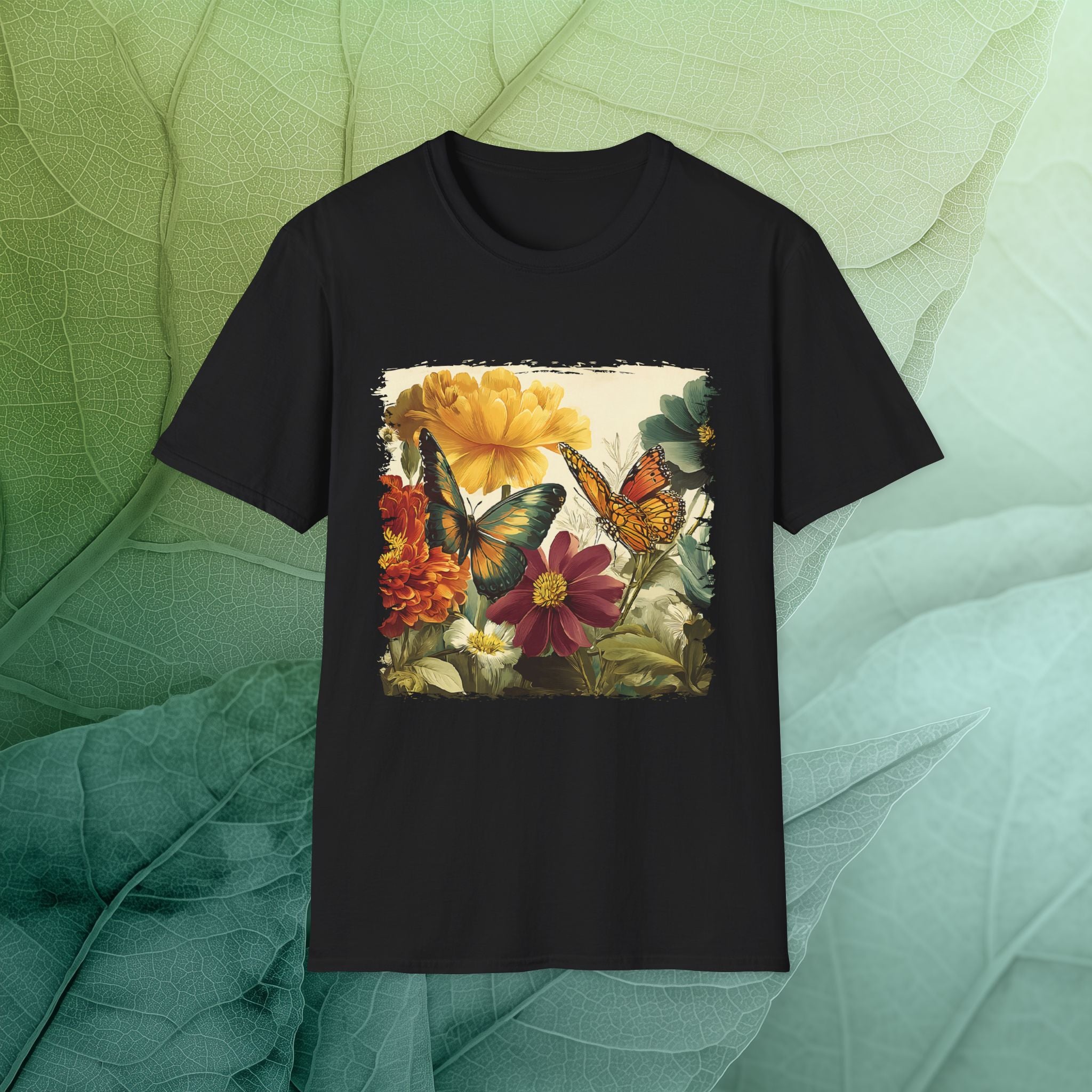 Butterflies & Blooms Retro Garden Flower T-Shirt