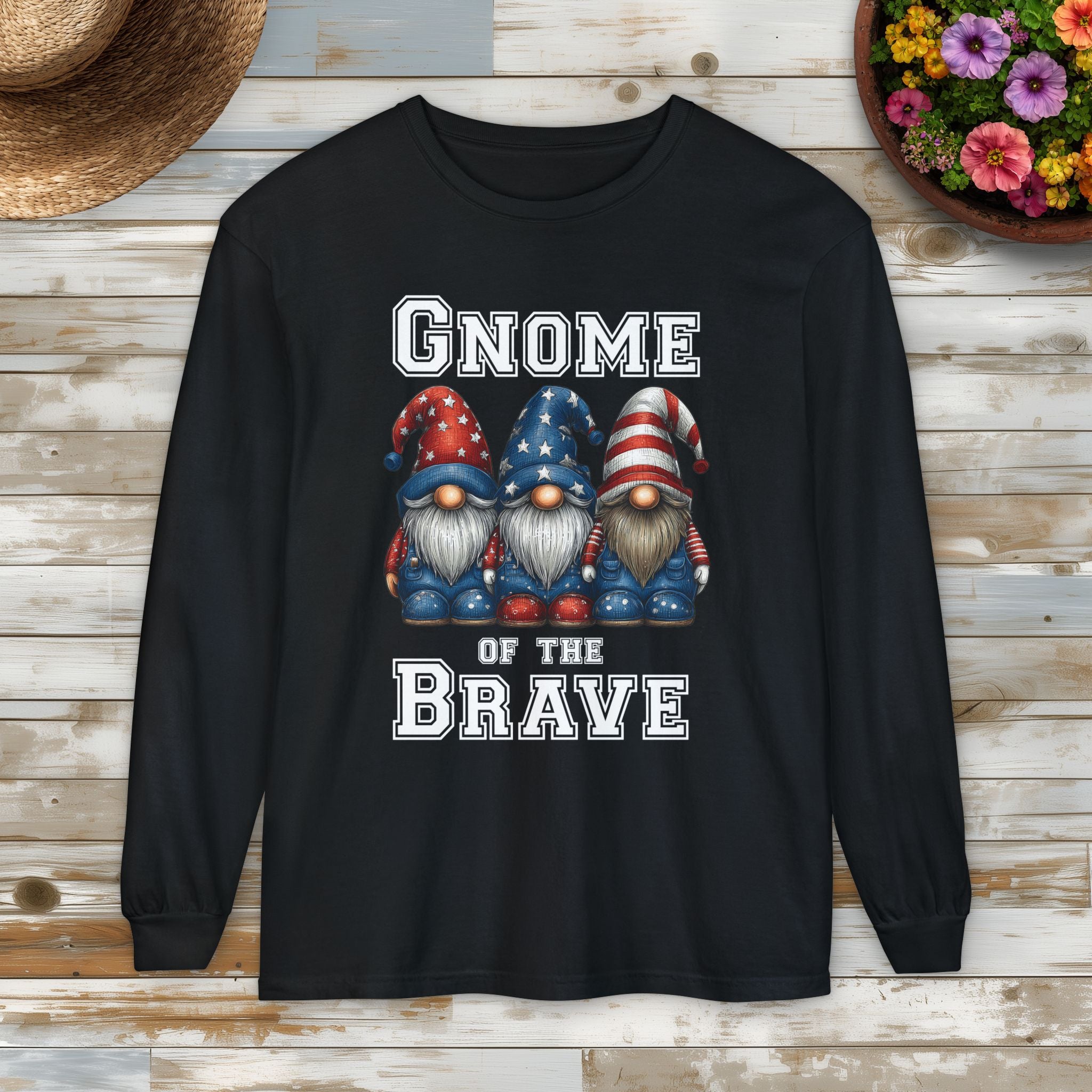 Gnome of the Brave Patriotic Long Sleeve Tee