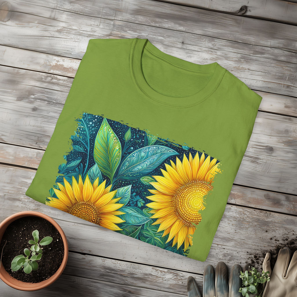 Whimsical Sunflower Garden T-Shirt for Plant Lovers and Gardeners