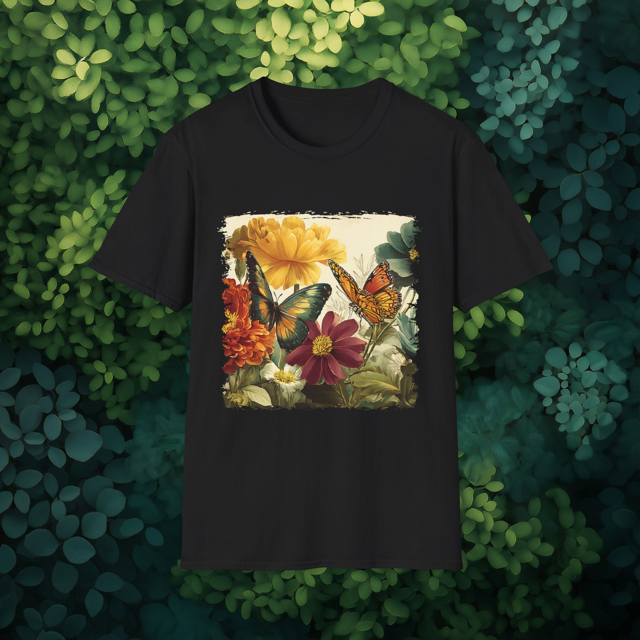 Butterflies & Blooms Retro Garden Flower T-Shirt