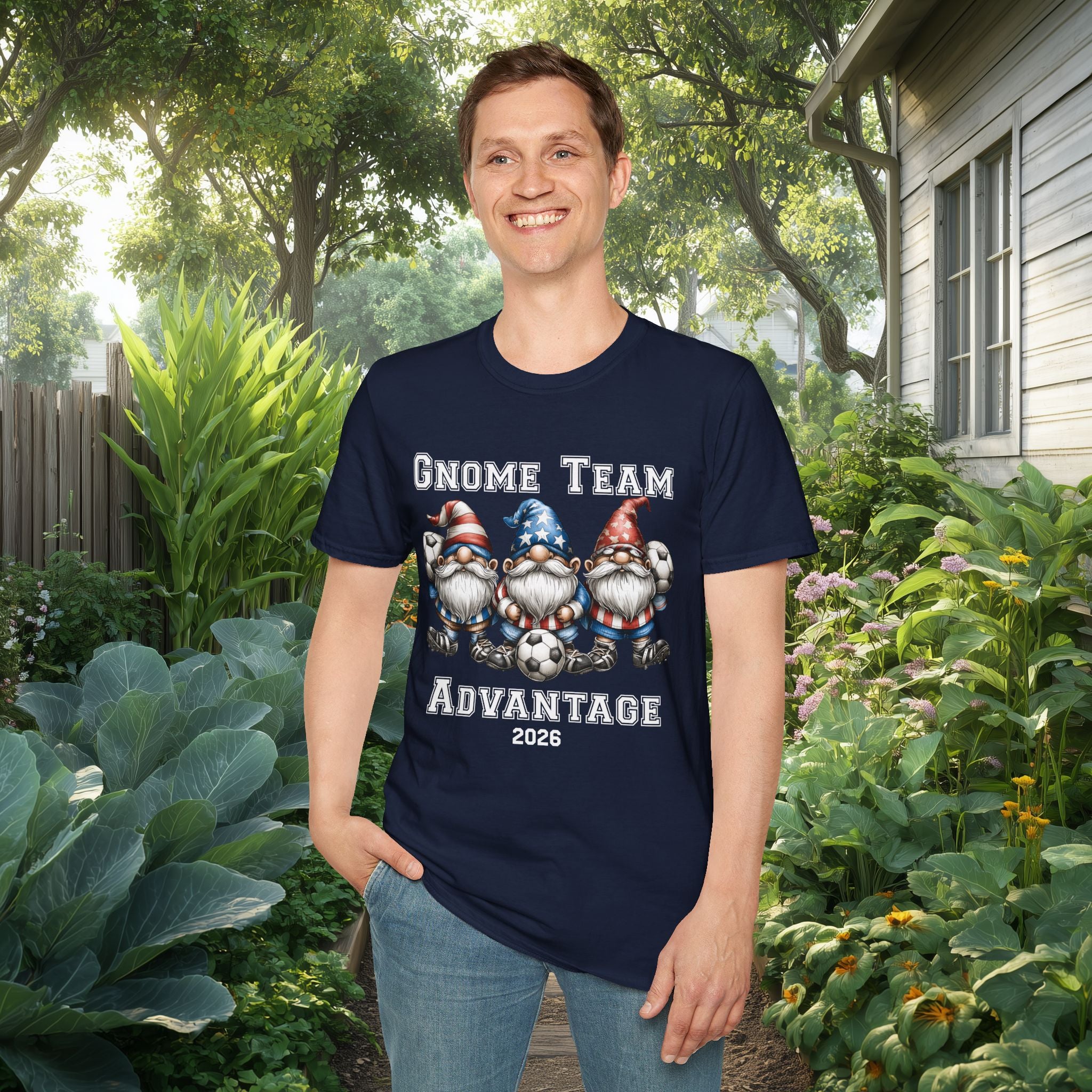 Gnome Team Advantage 2026 Patriotic Soccer Gnome T-Shirt