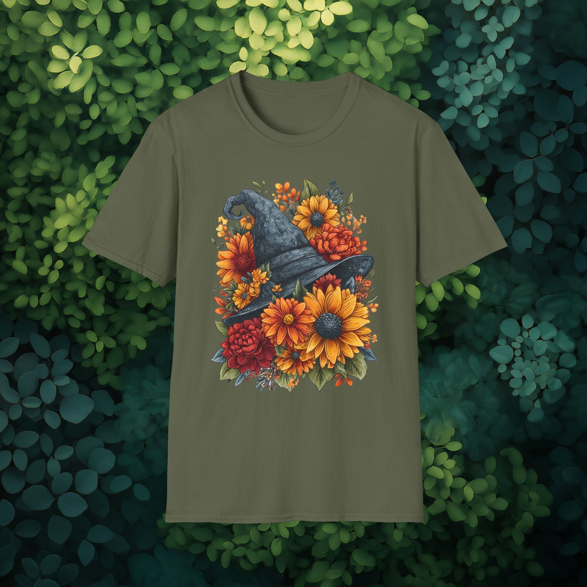 Autumn Floral Witches Hat T-Shirt