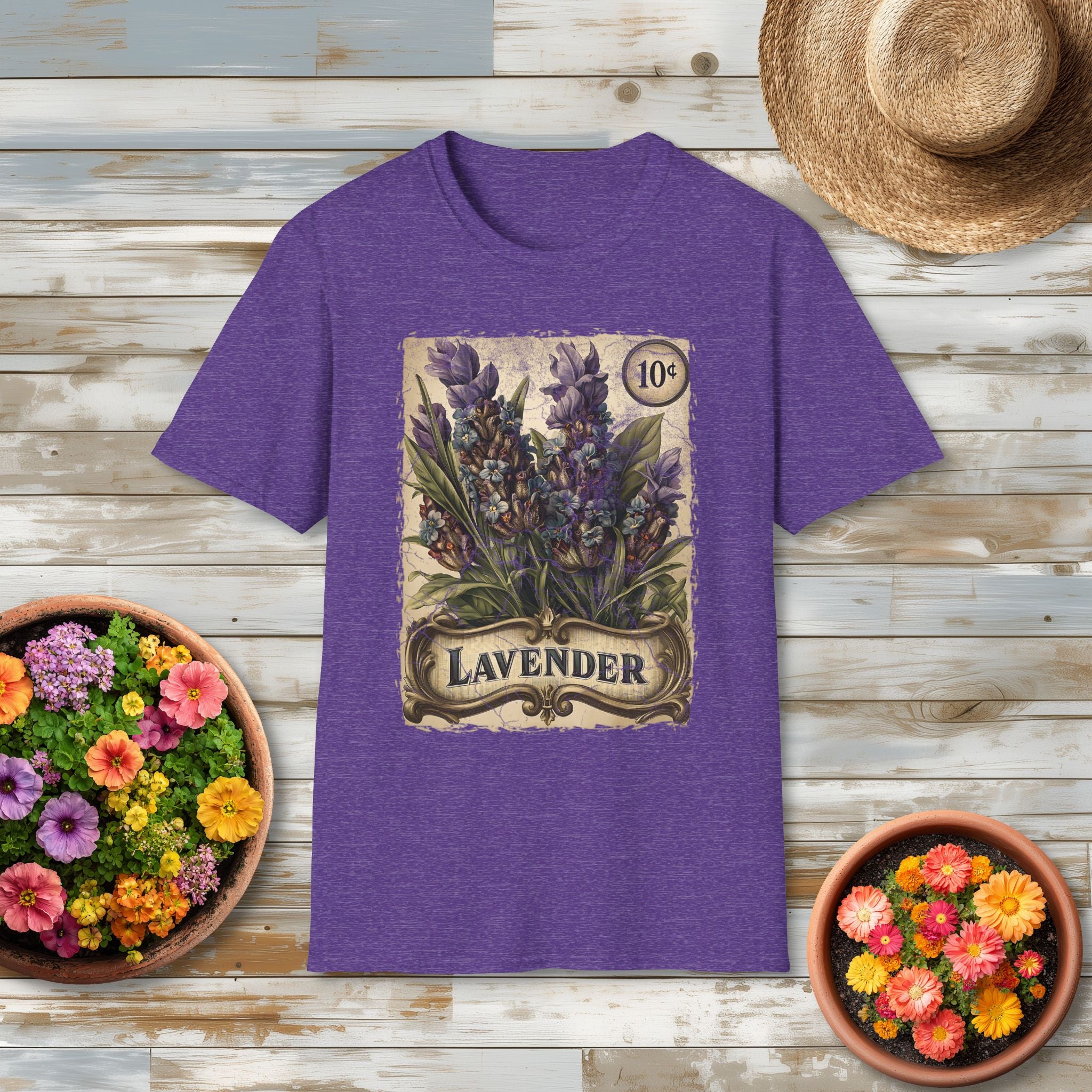 Lavender Seed Packet Vintage Garden Graphic T-Shirt for Flower Lovers