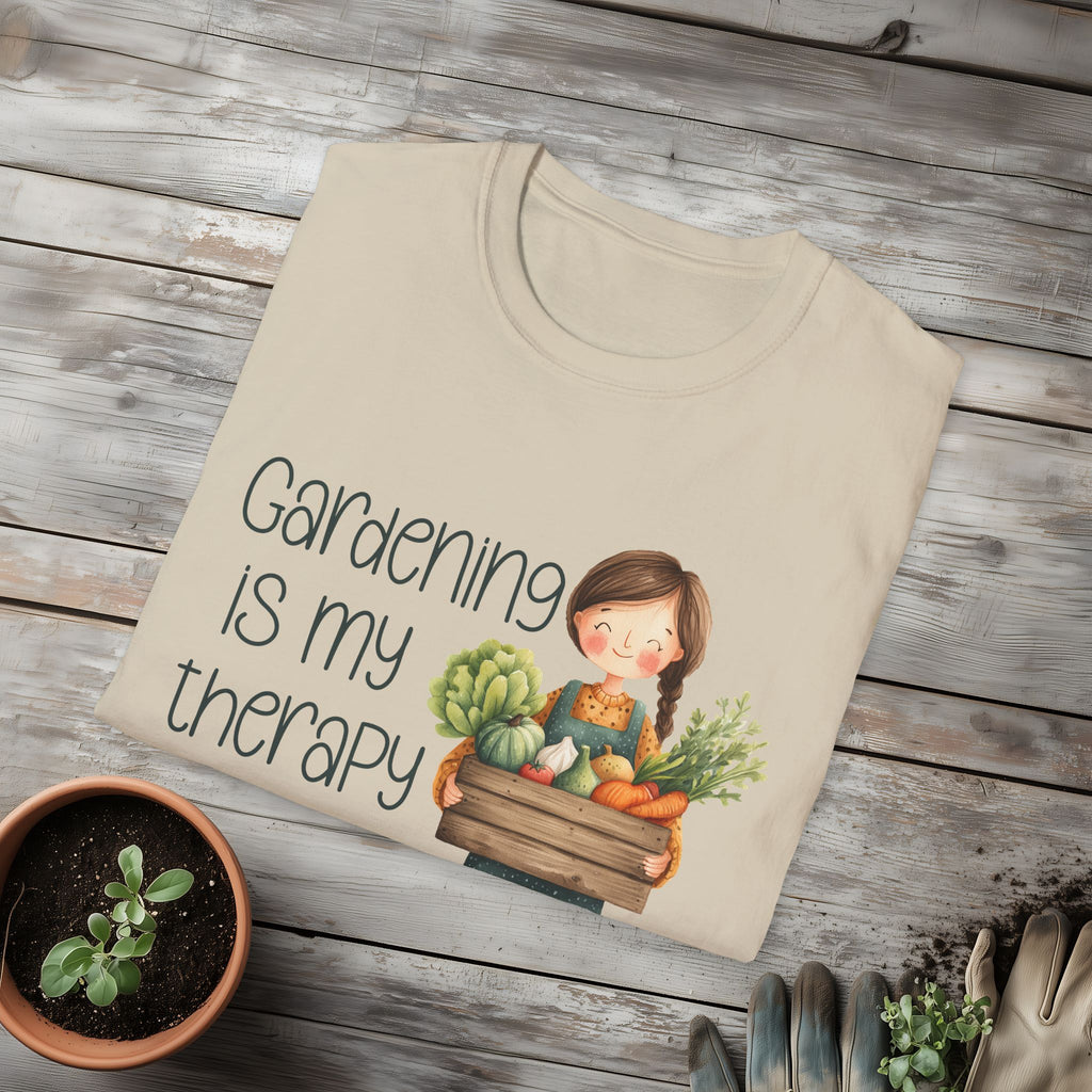 Gardening is My Therapy, Cartoon Gardener T-Shirt