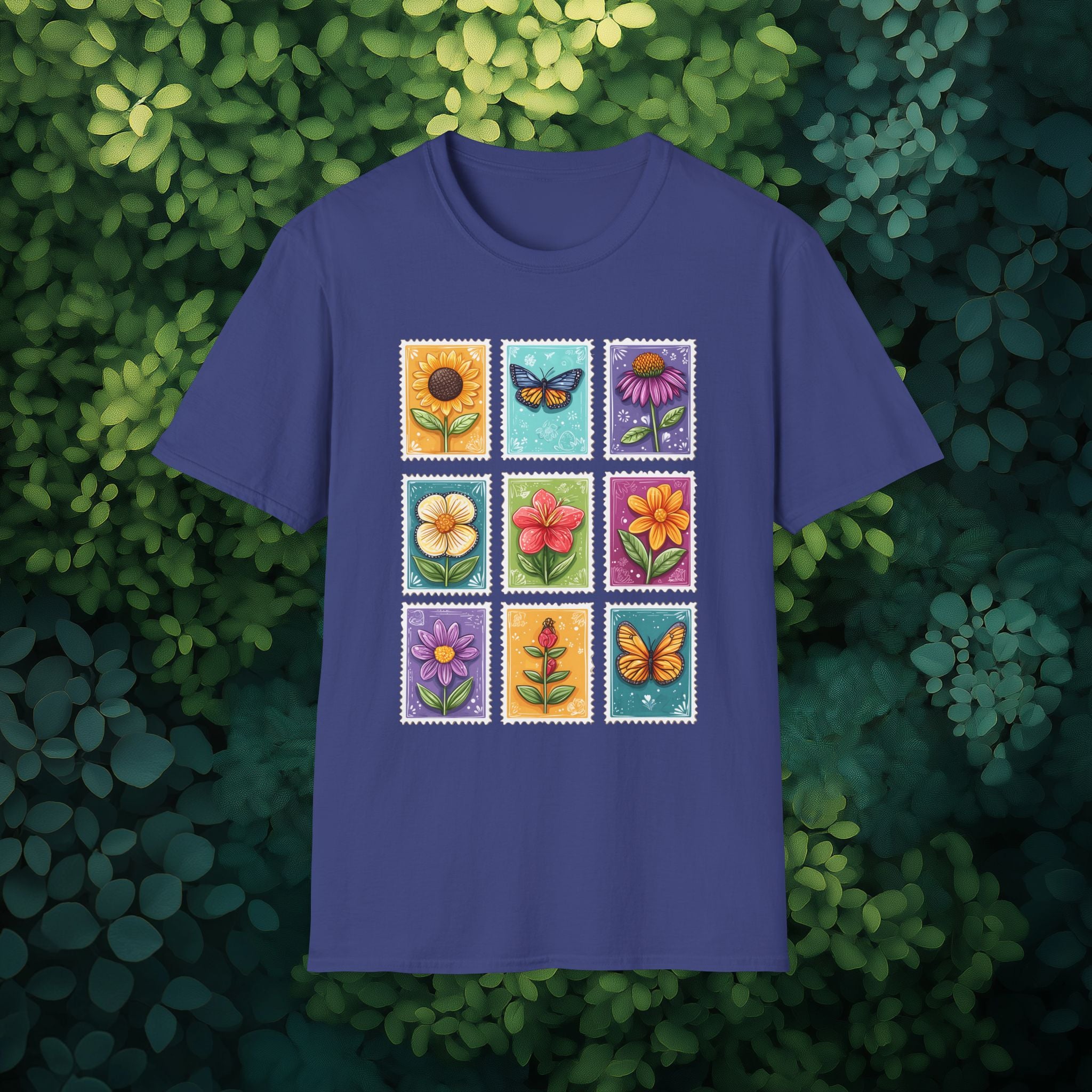 Whimsical 3x3 Floral & Butterfly Stamp Collection T-Shirt