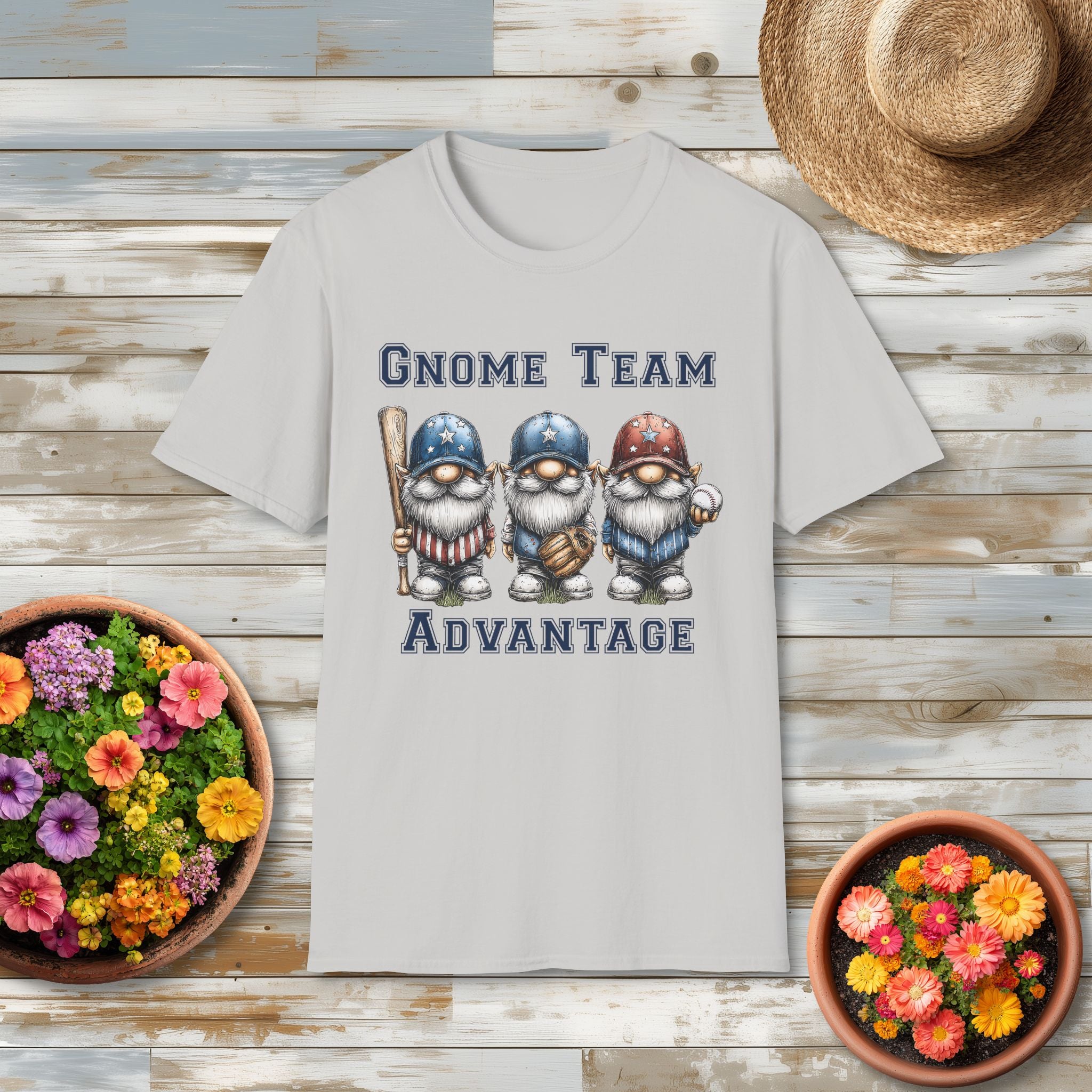 Gnome Team Advantage Patriotic Baseball Gnome T-Shirt