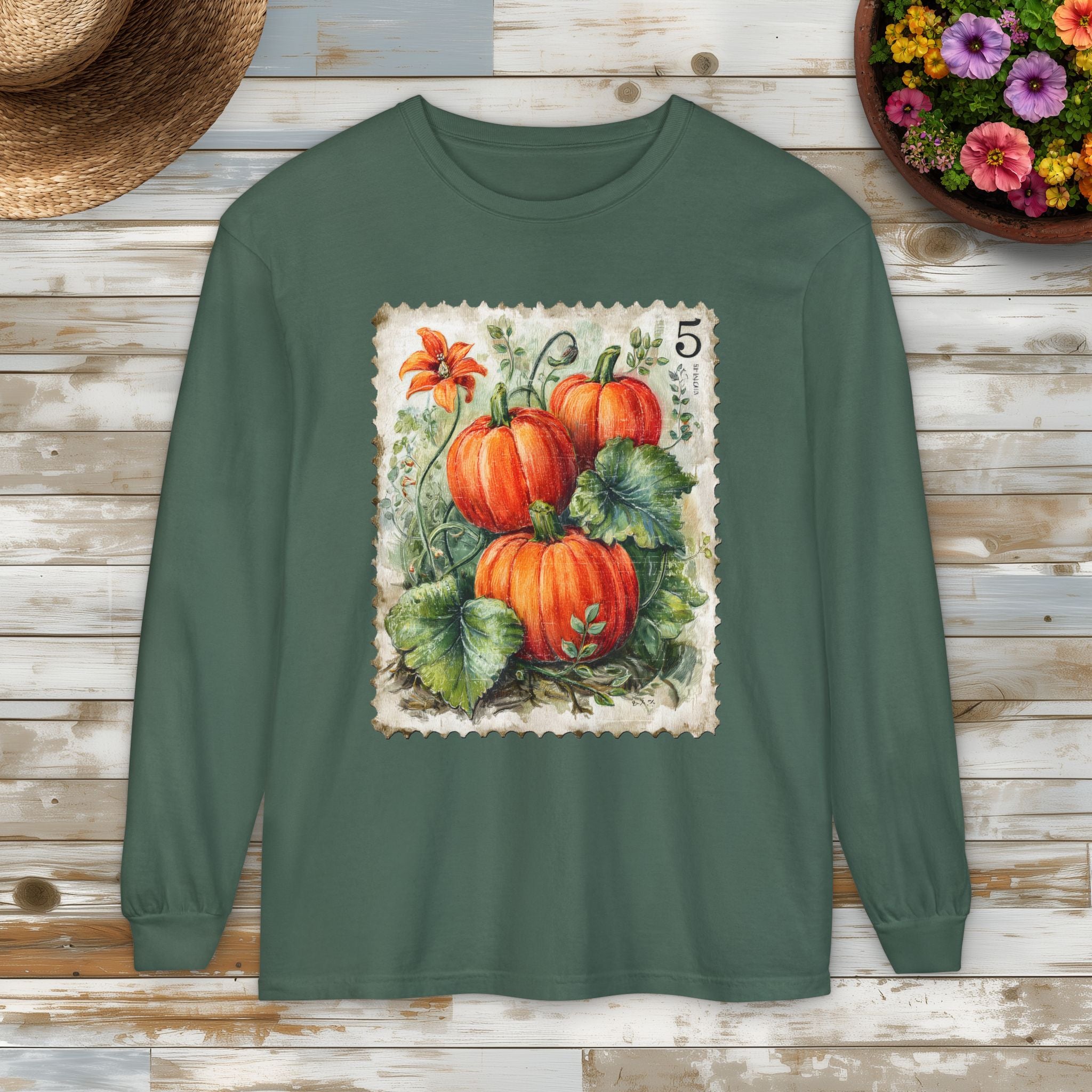 Pumpkin Trio Stamp Long Sleeve Tee