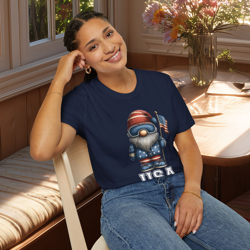 USA Gnome Shirt – Patriotic Winter Sports Tee