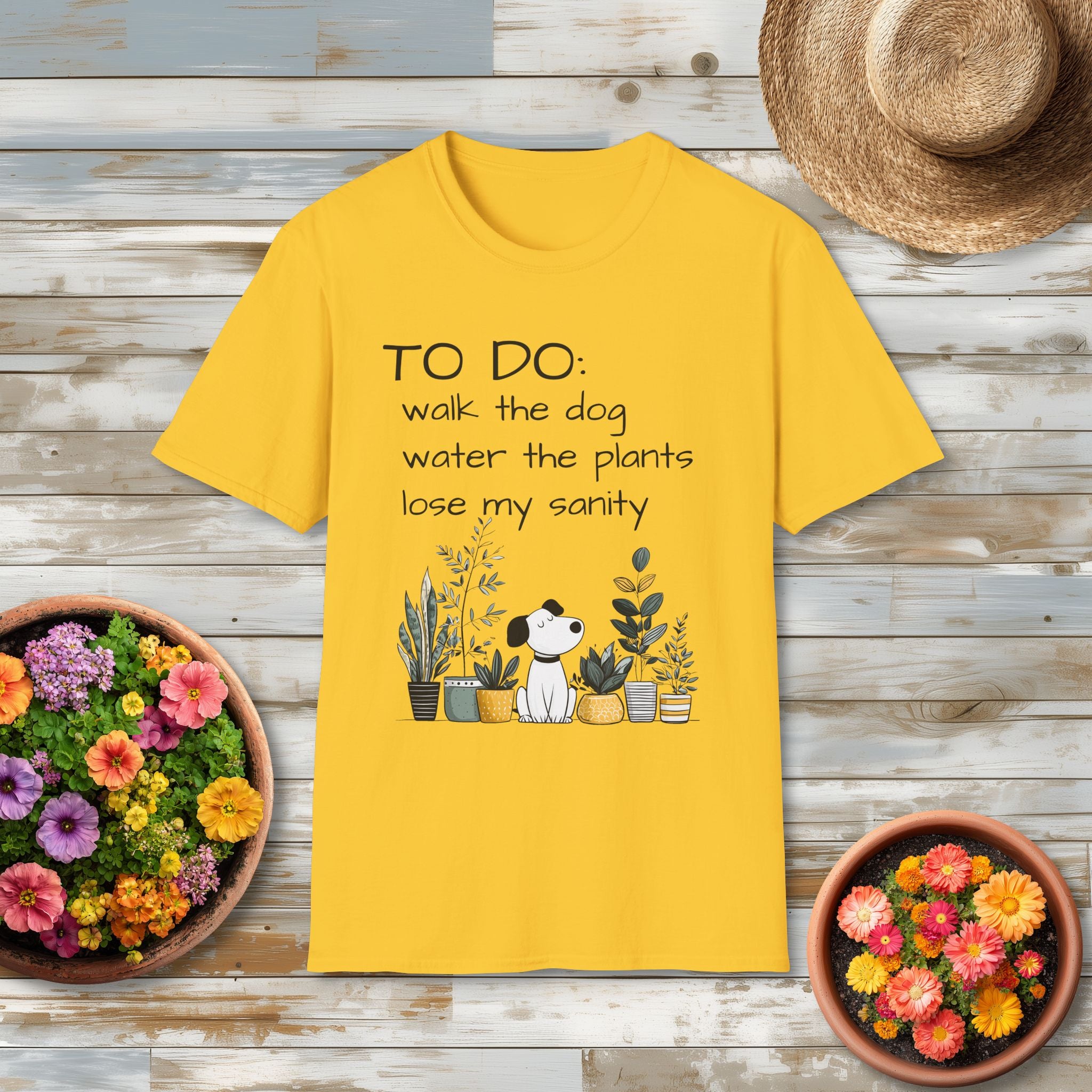 TO DO List T-Shirt – Funny Dog and Plant Life Graphic