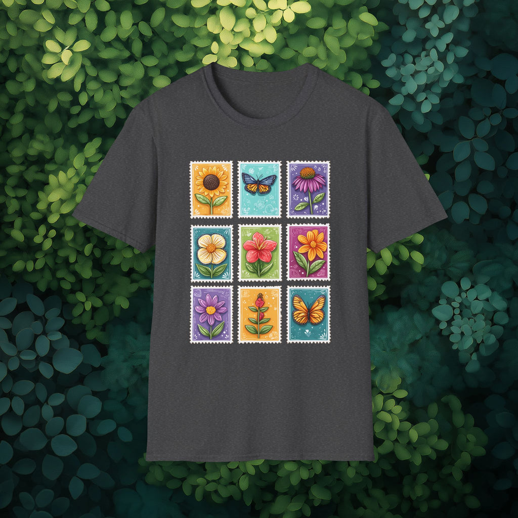 Whimsical 3x3 Floral & Butterfly Stamp Collection T-Shirt
