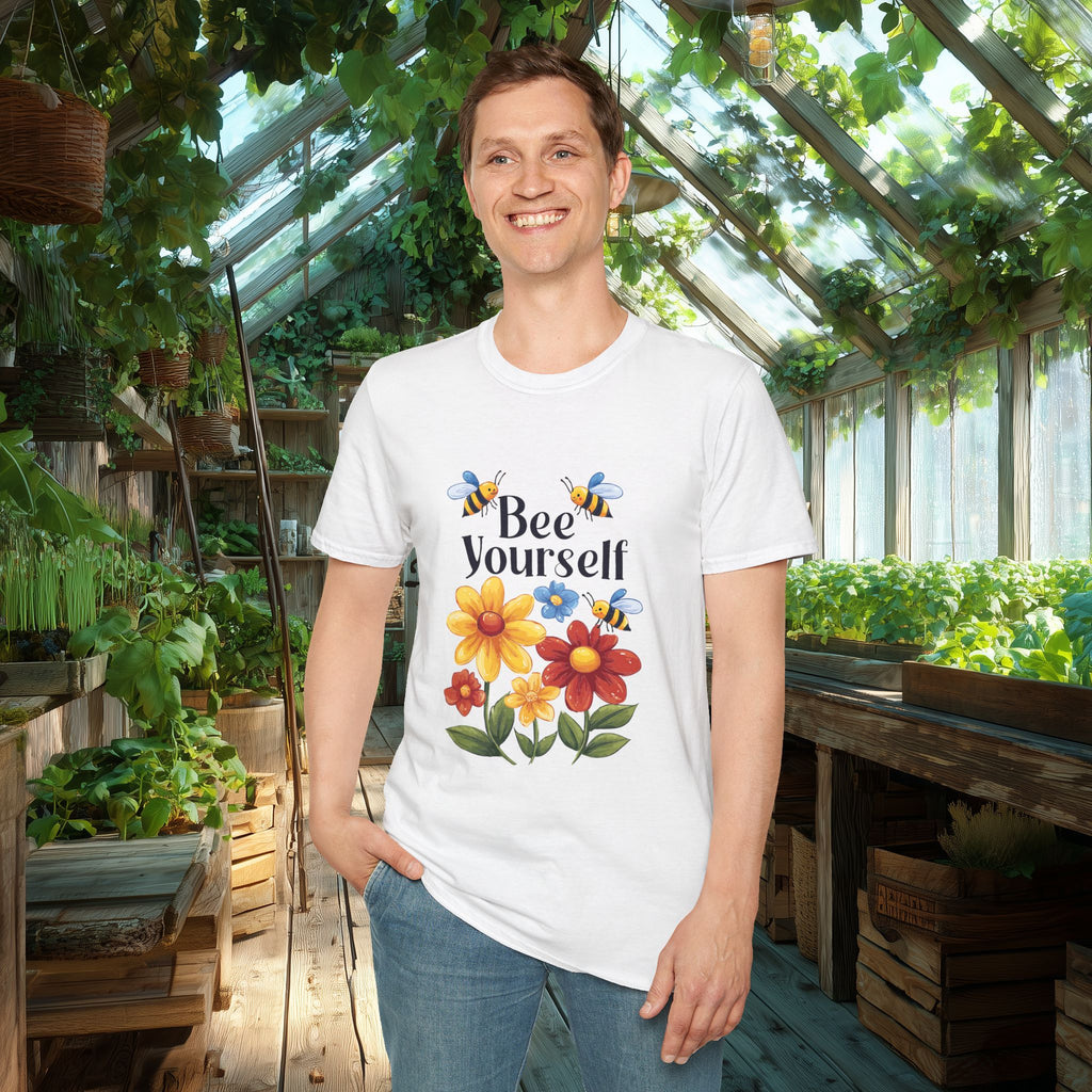 Bee Yourself Cartoon Bees and Flowers T-shirt for Nature and Bee Lovers