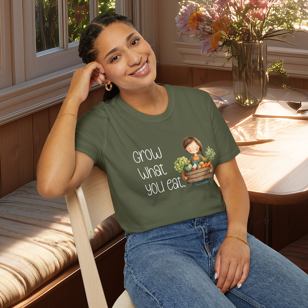 Grow What You Eat, Cartoon Gardener T-Shirt