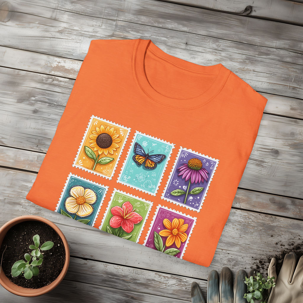 Whimsical 3x3 Floral & Butterfly Stamp Collection T-Shirt