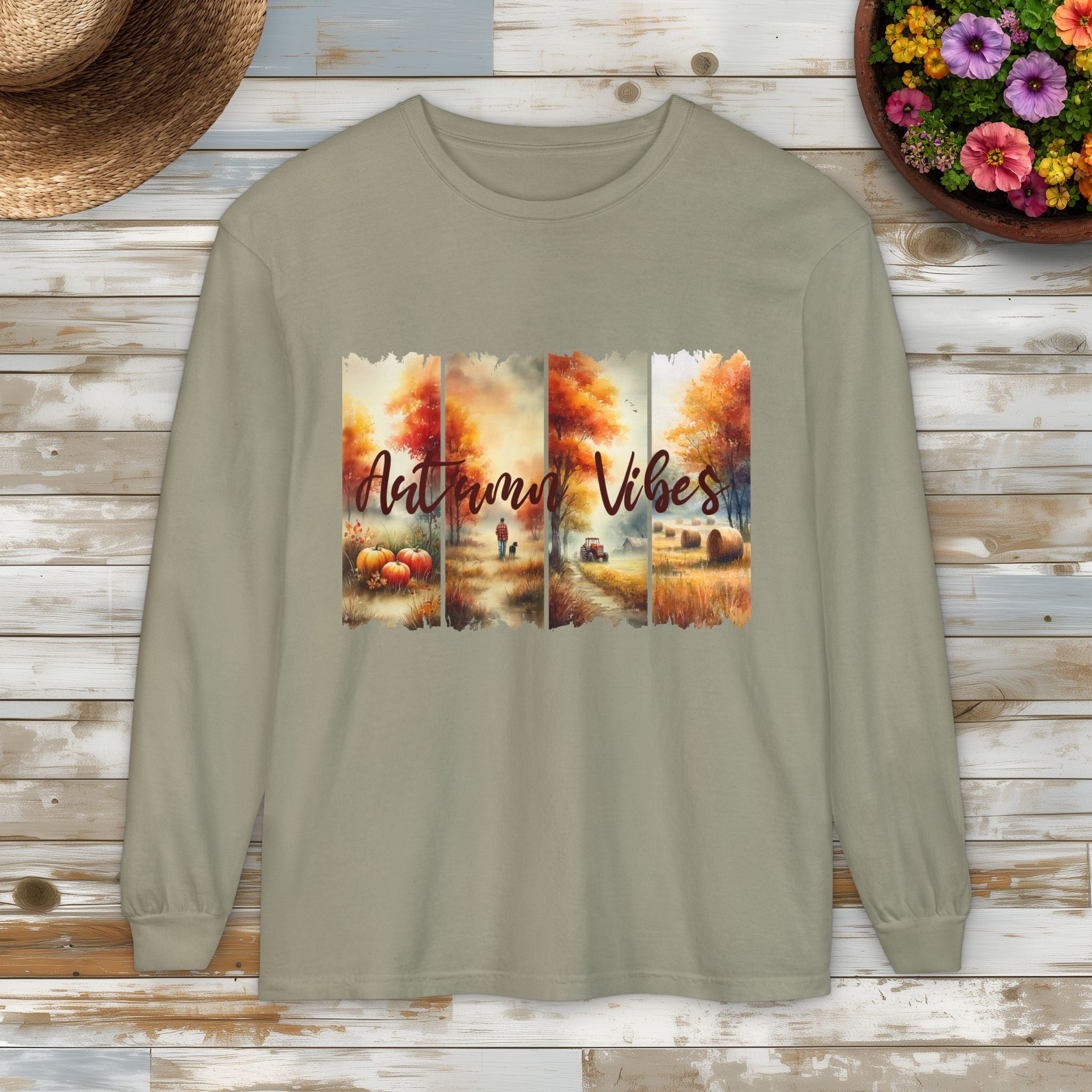 Autumn Vibes Farm Scene Long Sleeve Tee