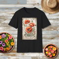 Scarlet Blooms Poppies Vintage Seed Packet T-Shirt for Gardeners