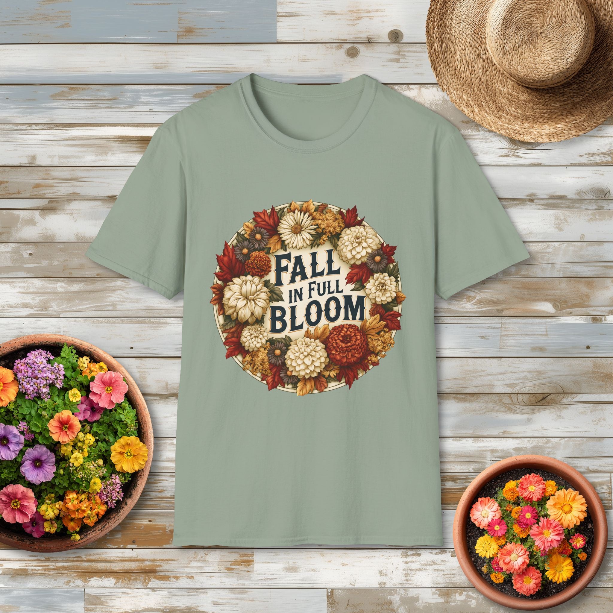 Fall in Full Bloom Floral T-Shirt – Colorful Autumn Garden Tee