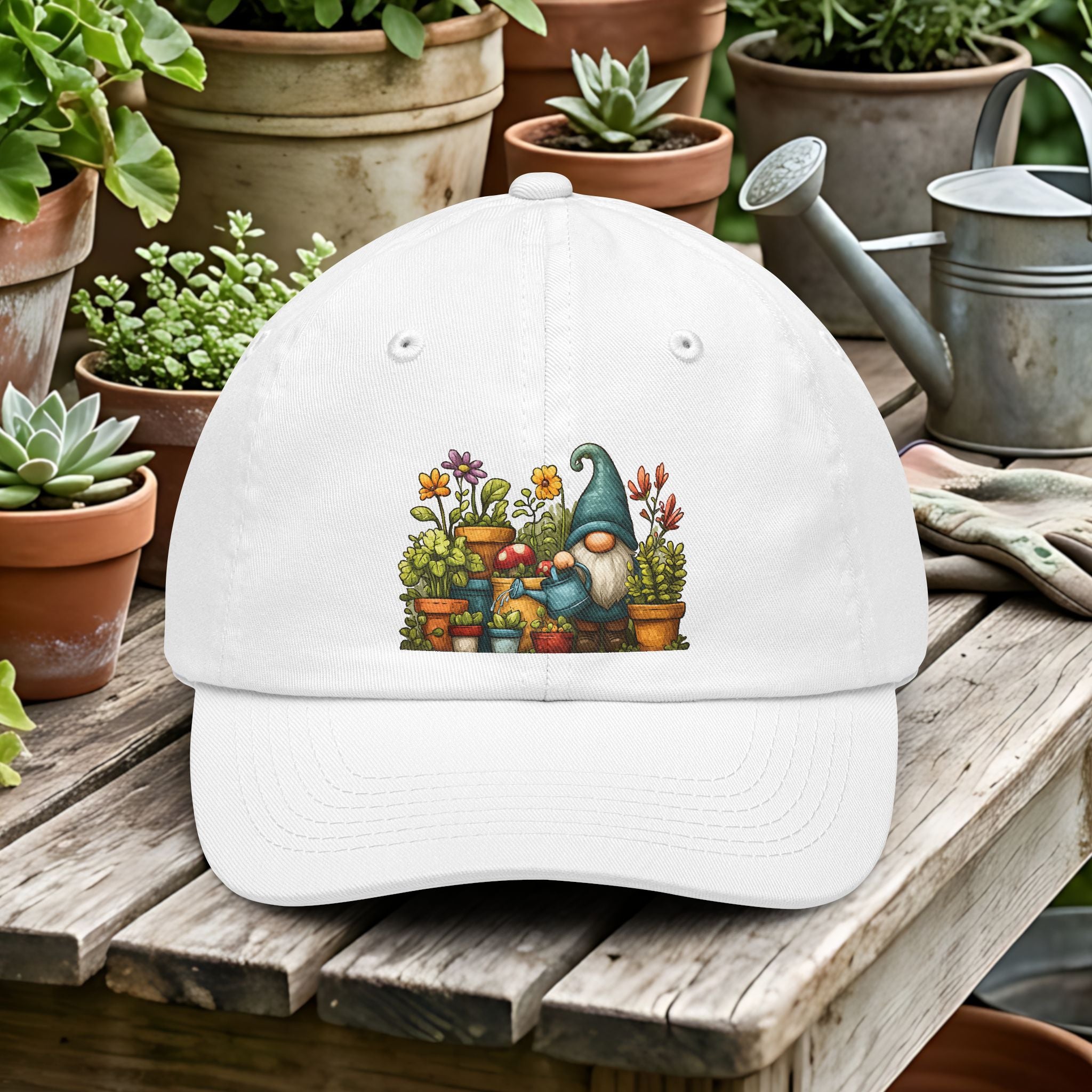 Garden Gnome Dad Hat — Cute Floral Potting Cap for Plant Lovers