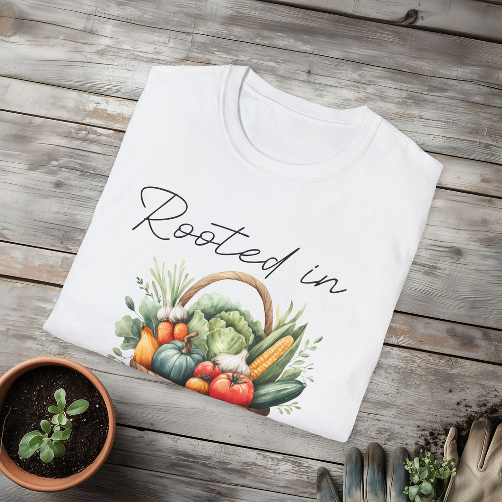 Rooted in Goodness T-Shirt for Gardeners, Nature Lovers, Yoga Enthusiasts