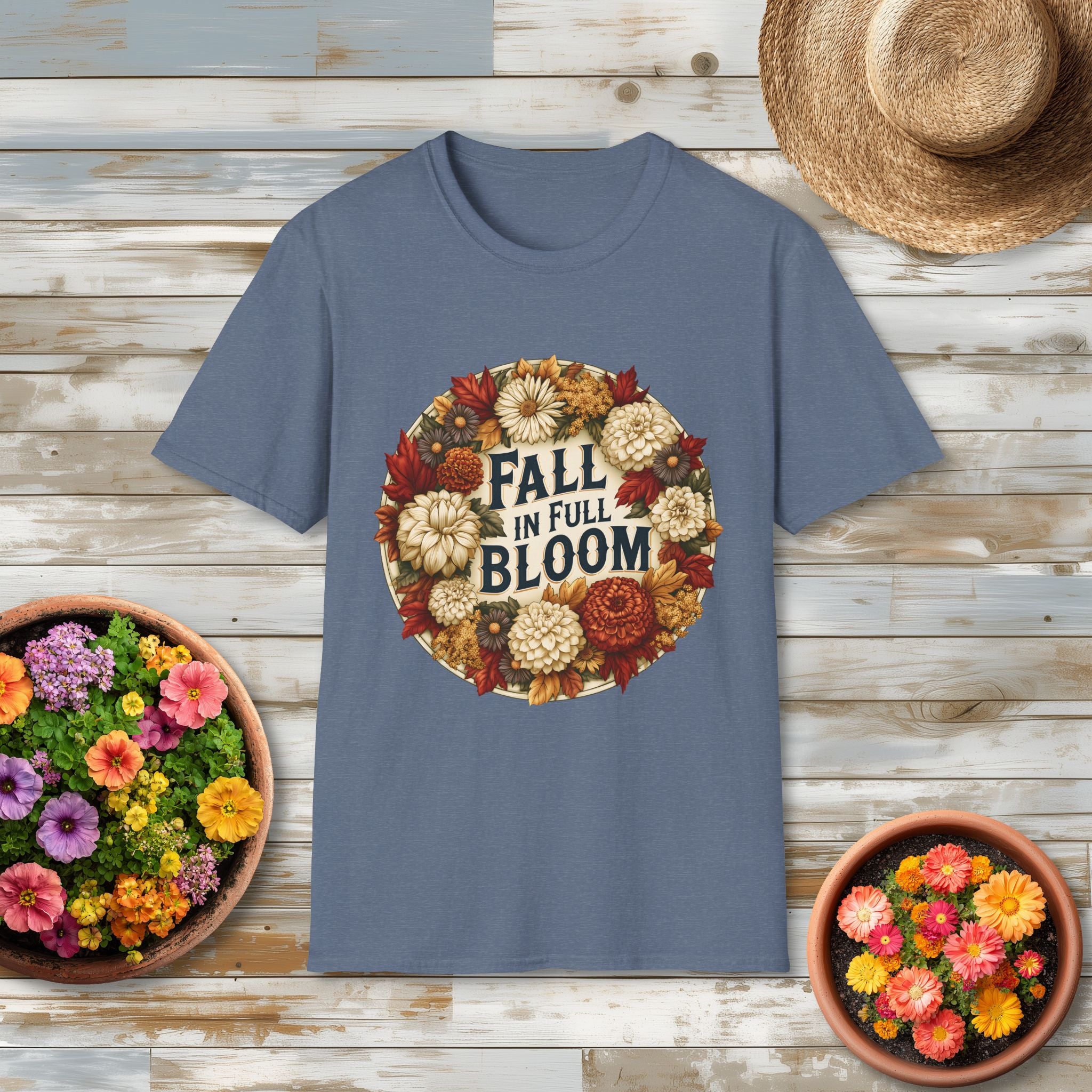 Fall in Full Bloom Floral T-Shirt – Colorful Autumn Garden Tee