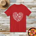 Floral Heart Line Art V-Neck Shirt - Bee in Bloom