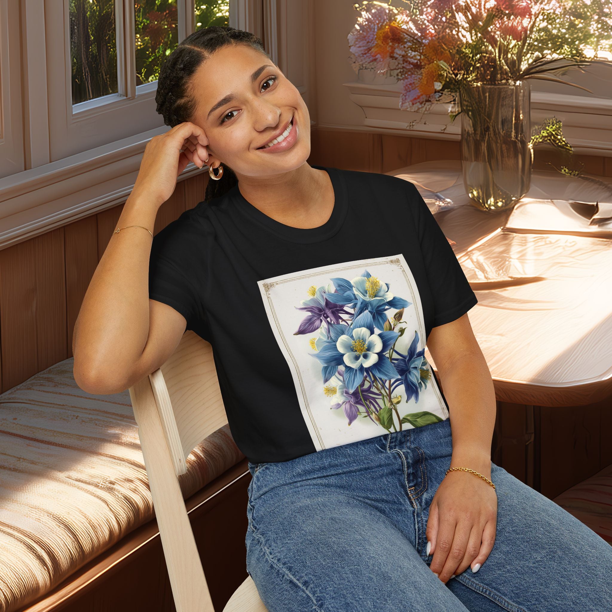 Vintage Columbine Seed Packet Unisex T-Shirt for Gardeners, Nature Lovers, Summer Casual Wear