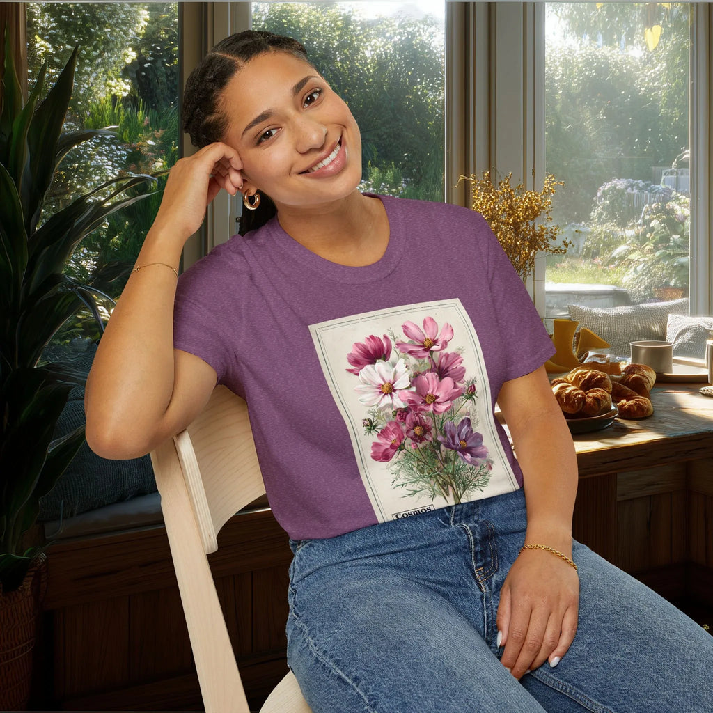 Cosmos Vintage Seed Packet T-Shirt for Gardeners
