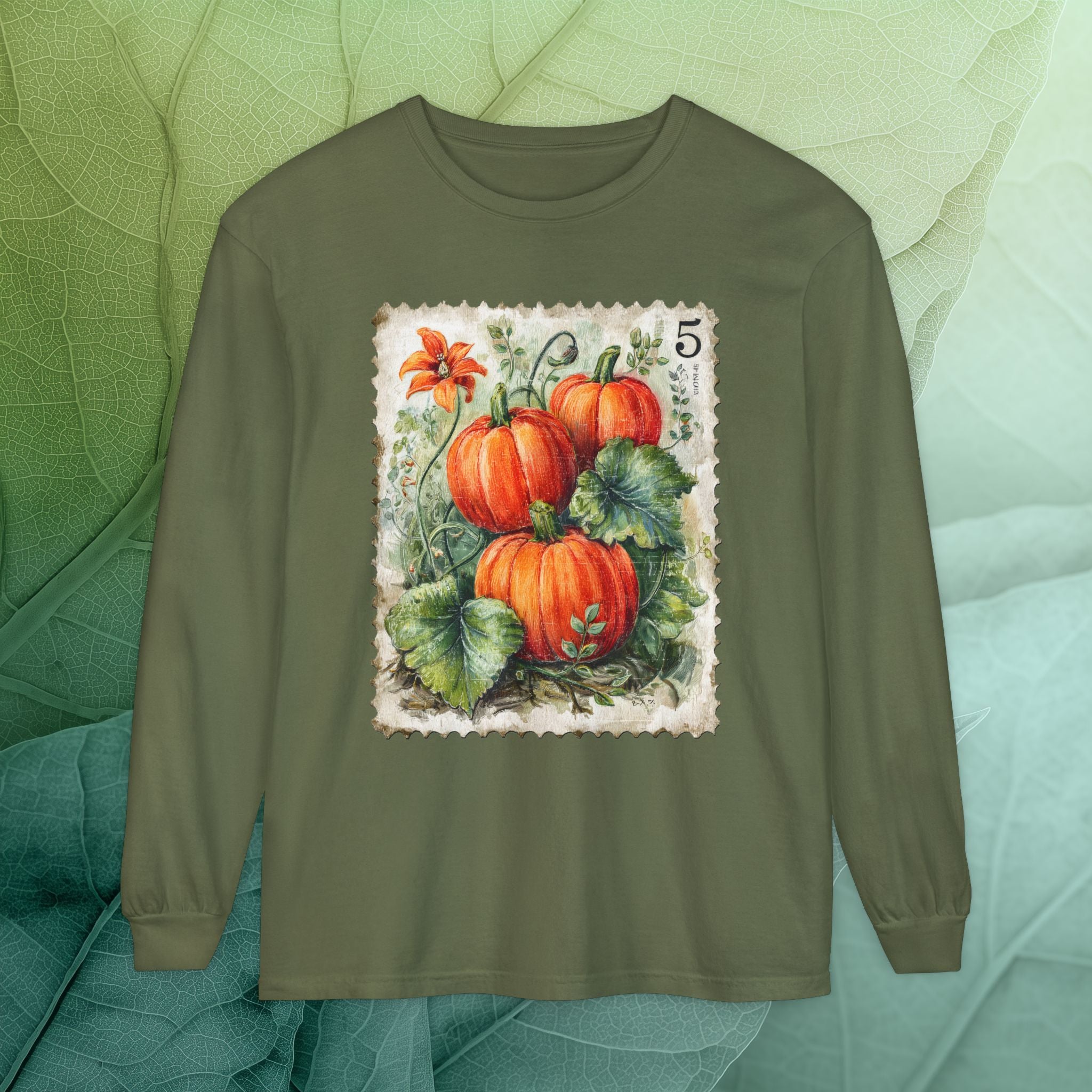 Pumpkin Trio Stamp Long Sleeve Tee